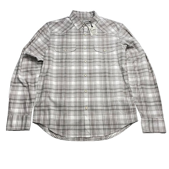 NWT‎ Lucky Brand Pearl Snap Shirt S White Plaid Western Cowboy Mens - Picture 1 of 4